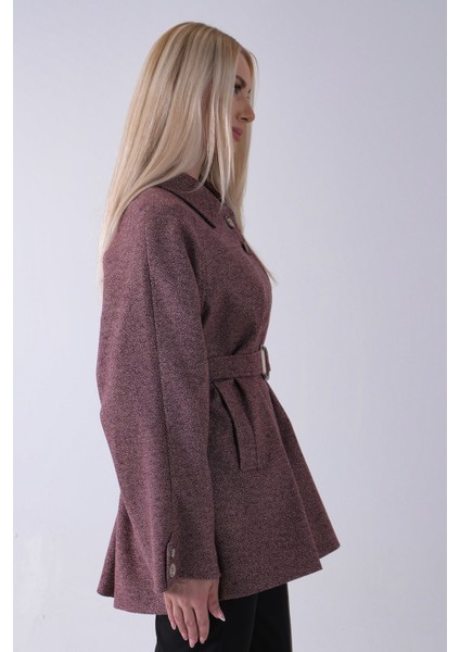 Mürdüm Yaka 2 Düğme Kapamalı Yandan Cepli Kemerli Kaban 4578039.21 indirimleri