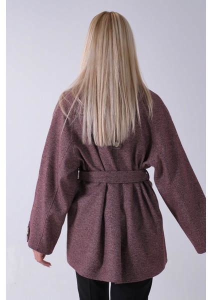 Mürdüm Yaka 2 Düğme Kapamalı Yandan Cepli Kemerli Kaban 4578039.21