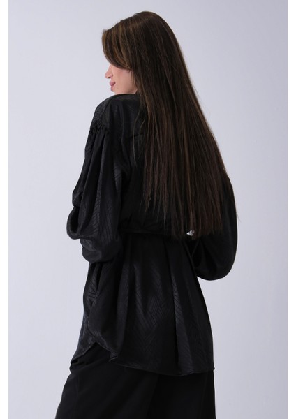 Siyah Gömlek Yaka Düğme Kapamalı Bel Bağlamalı Tunik 4595331.01 indirimleri