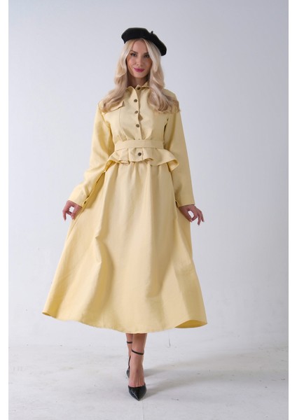 Sarı Ceket Cep Görünüm Detaylı Düğme Kapamalı Etekli Takım 5303168.11 modelleri