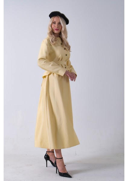 Sarı Ceket Cep Görünüm Detaylı Düğme Kapamalı Etekli Takım 5303168.11 indirimleri