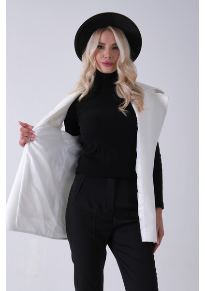 Ekru Yakalı Cepli 2 Düğmeli Kemer Bağlamalı Kaşe Yelek 5307107.147 fırsatları