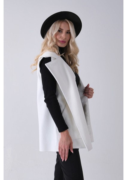 Ekru Yakalı Cepli 2 Düğmeli Kemer Bağlamalı Kaşe Yelek 5307107.147 indirimleri