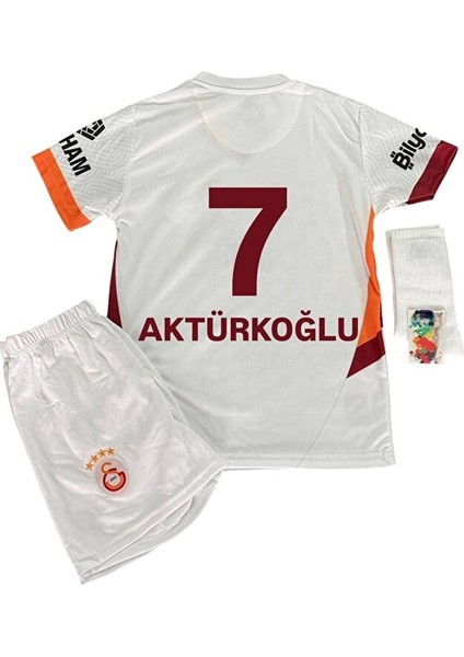 2024/25 Galatâsarây. /#7/.kerem/aktürkoğlu Deplasman Çocuk Forma 5-Yıldız 4 Lü Set Beyaz