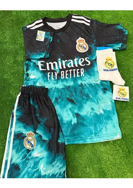 Real Madrid C.ronaldo Özel Tasarım Çocuk Forması Mavi Dalgalı fiyatları