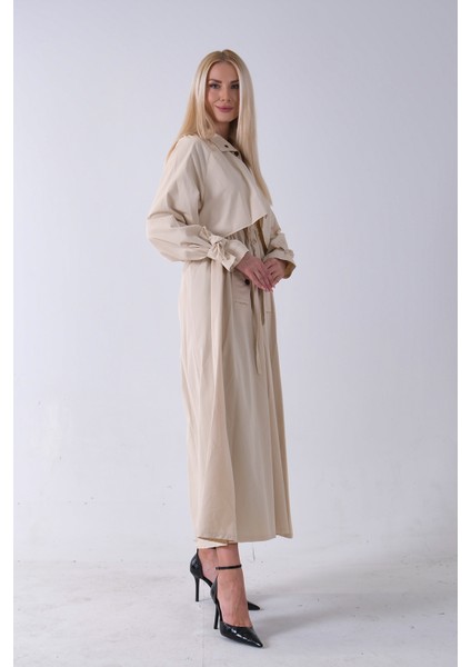 Taş Belden Bağlama Detaylı Yandan Cepli Uzun Trenç 422237.50 fırsatları