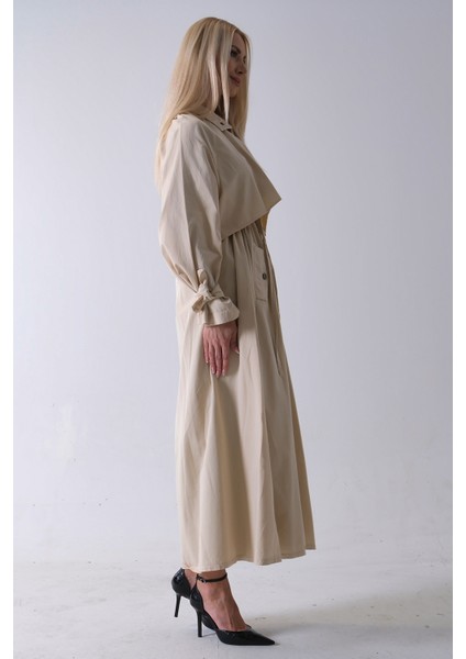 Taş Belden Bağlama Detaylı Yandan Cepli Uzun Trenç 422237.50 indirimleri