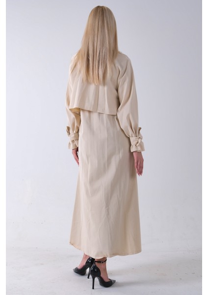 Taş Belden Bağlama Detaylı Yandan Cepli Uzun Trenç 422237.50