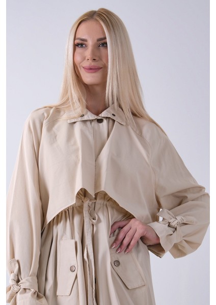 Taş Belden Bağlama Detaylı Yandan Cepli Uzun Trenç 422237.50