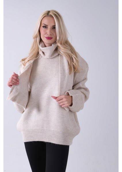 Taş Şal Aksesuarlı Bisiklet Yaka Triko Kazak 46892633.50