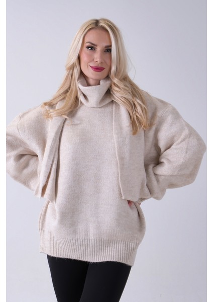 Taş Şal Aksesuarlı Bisiklet Yaka Triko Kazak 46892633.50 modelleri