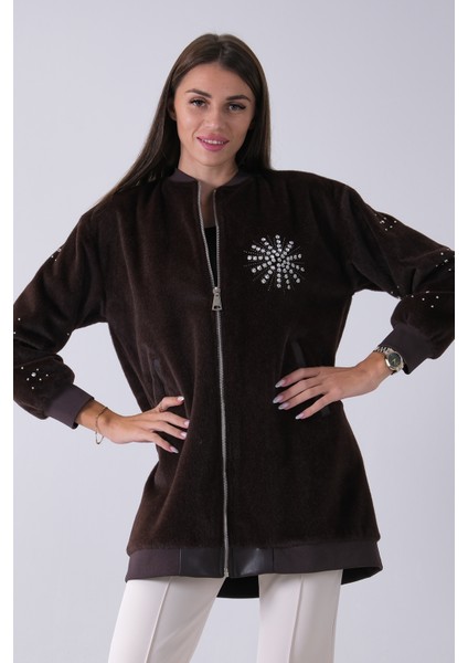 Kahve Üzeri Taş Detaylı Yandan Cepli Peluş Hırka 4701420.05 fırsatları