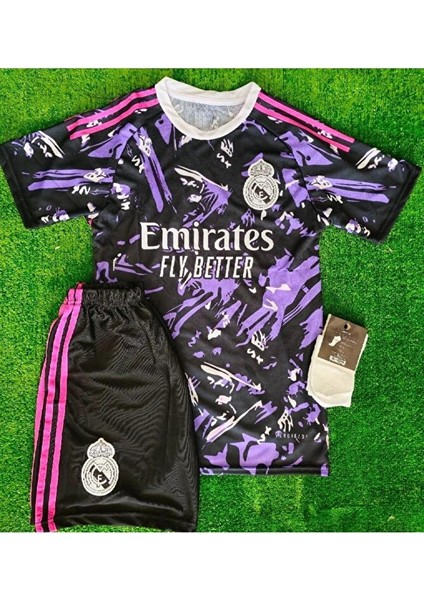 Reall/madrid #9 Kylian Mbappe Özel Tasarım Çocuk Forması 4 Lü Set(Mor) modelleri