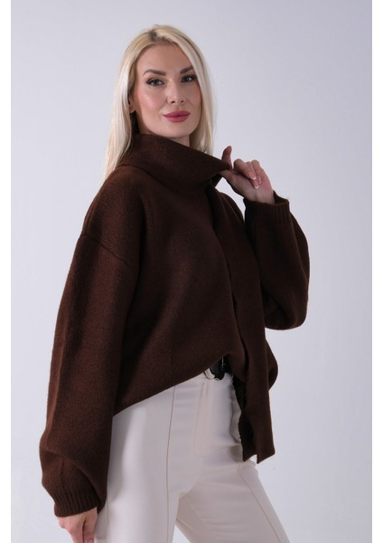 Kahve Şal Aksesuarlı Bisiklet Yaka Triko Kazak 46892633.05 fırsatları