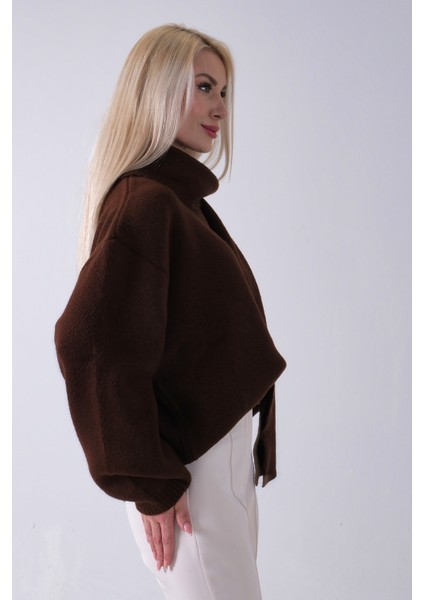 Kahve Şal Aksesuarlı Bisiklet Yaka Triko Kazak 46892633.05