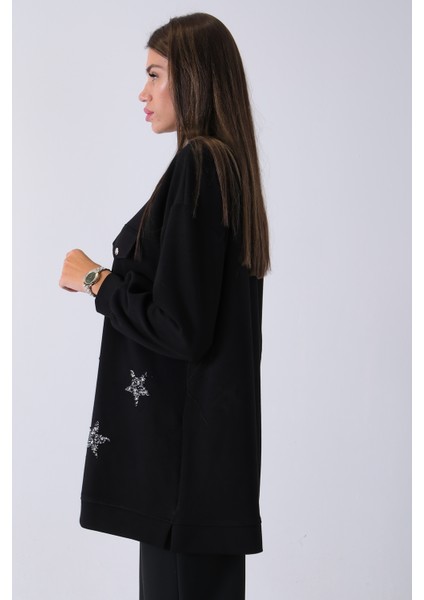 Siyah Üzeri Yıldız Desenli Taş Işlemeli Cep Görünümülü Tunik 940170258.01 fırsatları