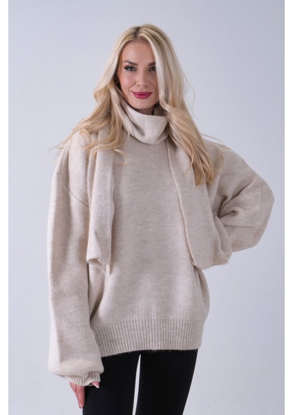 Taş Şal Aksesuarlı Bisiklet Yaka Triko Kazak 46892633.50 fırsatları