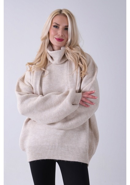 Taş Şal Aksesuarlı Bisiklet Yaka Triko Kazak 46892633.50 indirimleri