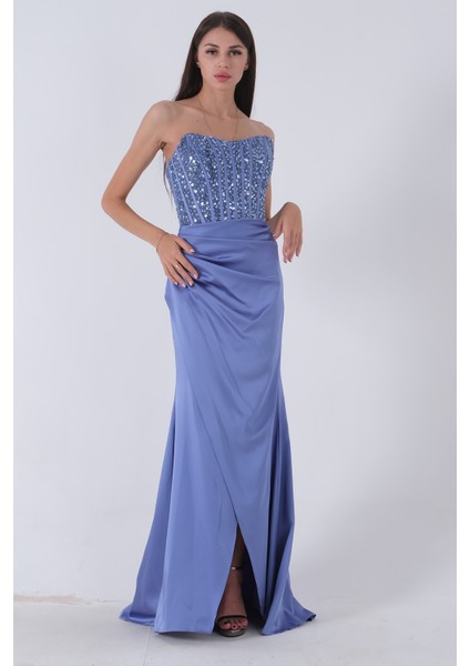 Mavi Göğüs Pul ve Taşlı Saten Abiye 9705294.16 fırsatları