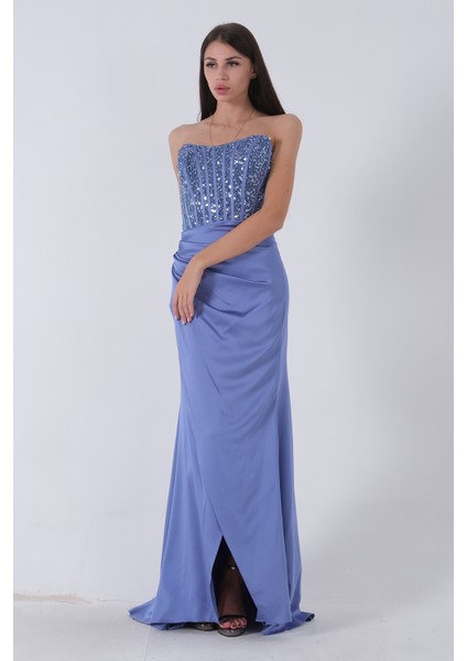 Mavi Göğüs Pul ve Taşlı Saten Abiye 9705294.16 indirimleri