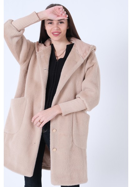 Taş Gold Düğmeli Kapüşonlu Yün Peluş Kaban 44510388.50