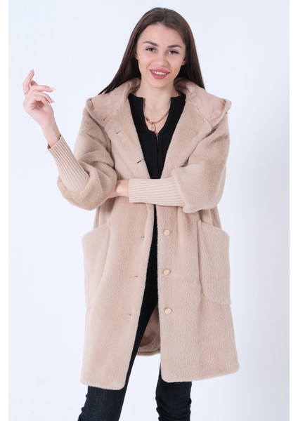 Taş Gold Düğmeli Kapüşonlu Yün Peluş Kaban 44510388.50 fırsatları