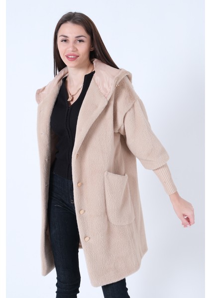 Taş Gold Düğmeli Kapüşonlu Yün Peluş Kaban 44510388.50 indirimleri