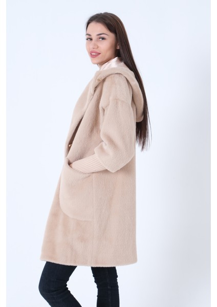 Taş Gold Düğmeli Kapüşonlu Yün Peluş Kaban 44510388.50