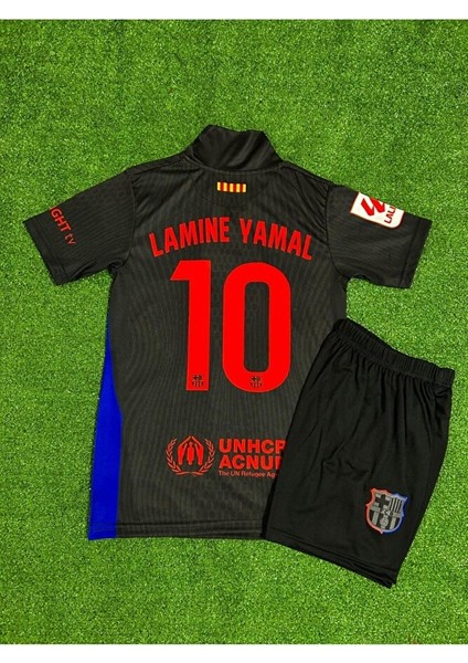 2025-26 B.a.r.c.e.l.o.n.a #10 Lamine Yamal Deplasman Çocuk Forması (Siyaharmalı)