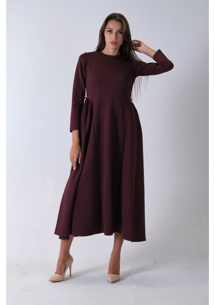 Bordo Bisiklet Yaka Scuba Tesettür Elbise 4593445.04 fiyatları
