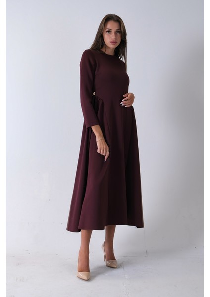 Bordo Bisiklet Yaka Scuba Tesettür Elbise 4593445.04 modelleri