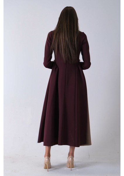 Bordo Bisiklet Yaka Scuba Tesettür Elbise 4593445.04 fırsatları