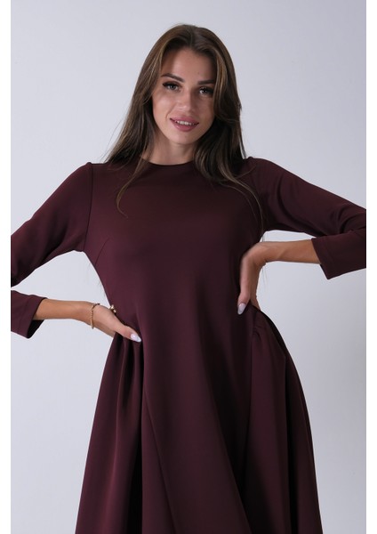 Bordo Bisiklet Yaka Scuba Tesettür Elbise 4593445.04 indirimleri