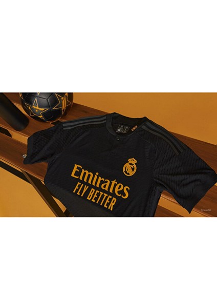 'real-Madrid-Cf' Siyah Düğmeli Deplasman Özel Tasarım Futbol Forması