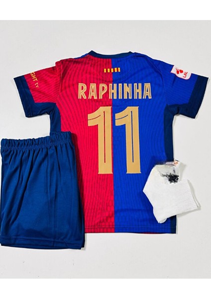 Fc/ Barcelona #11 Raphinha 2024/25 Iç Saha Çocuk Forması 4 Lü Set