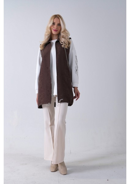 Kahve Tunik Kolu Çiçek Desenli Yelekli 2'li Takım 940120274.05 fiyatları