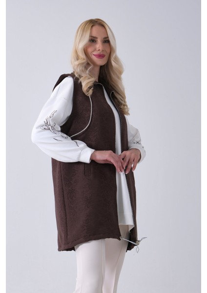 Kahve Tunik Kolu Çiçek Desenli Yelekli 2'li Takım 940120274.05 fırsatları