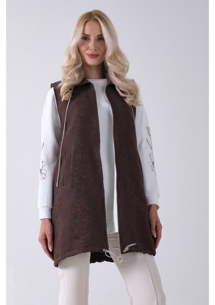 Kahve Tunik Kolu Çiçek Desenli Yelekli 2'li Takım 940120274.05 indirimleri