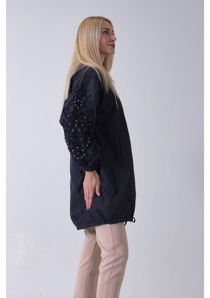 Lacivert 2 Cepli Kolları Dantel Taş Işlemeli Trenç 940140168.02 modelleri