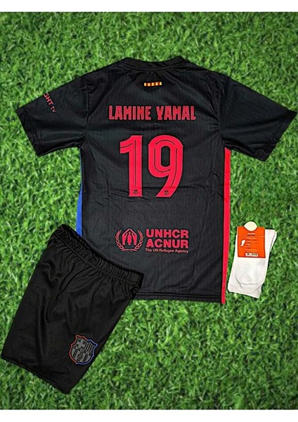 Fc/ Barcelona #19 Lamine Yamal 2024/25 Deplasman Çocuk Forması 4 Lü Set (Black) fiyatları