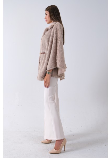 Taş Tek Düğme Kapamalı Kemerli Yün Peluş Ceket 940140183.50