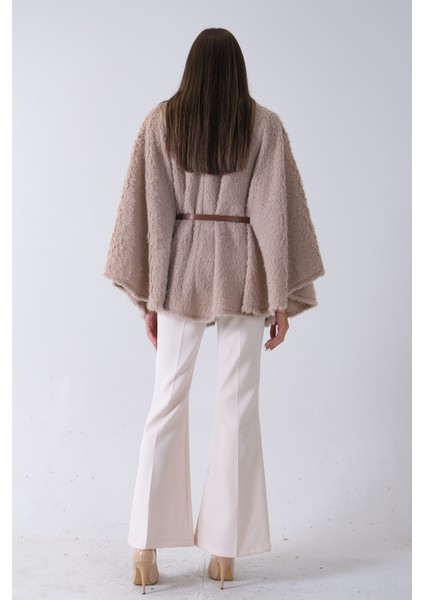 Taş Tek Düğme Kapamalı Kemerli Yün Peluş Ceket 940140183.50