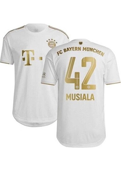 B.a.y.e.r.n/m.ü.n.i.h 2021/22 Sezonu #42 Jamal Musiala Iç Saha Forması (White-Gold) modelleri