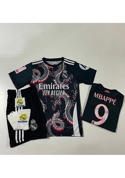 R.madridd #9 Kylian Mbappe Konsept Çocuk Forması 4'lü Set (Armalı-Red-Black) fiyatları