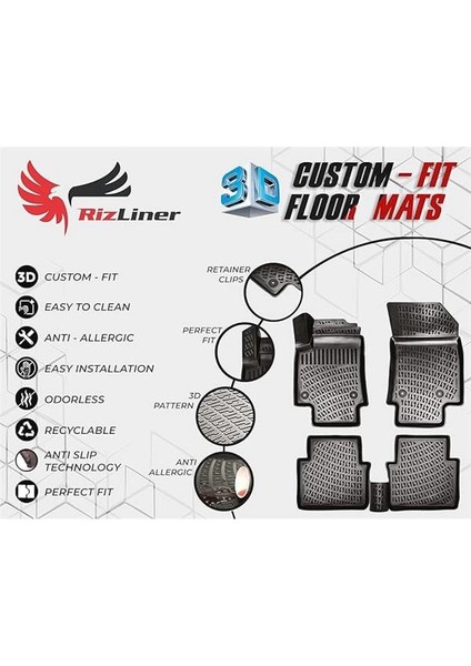 Rizline Bmw 3 Serisi F30 2012-2019 3D Havuzlu Paspas