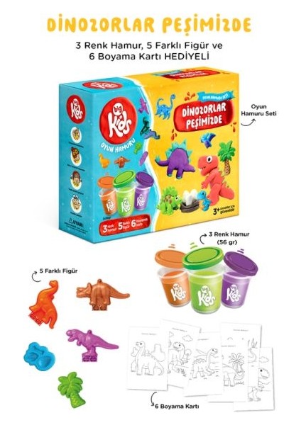 Dinozorlar Peşimizde Oyun Hamuru Seti (14 Parça - 348 Gr)