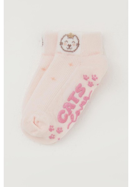 Kız Çocuk Çorap Abs Li Sevimli Ayıcık Baskılı 1-6 Yaş, Pembe