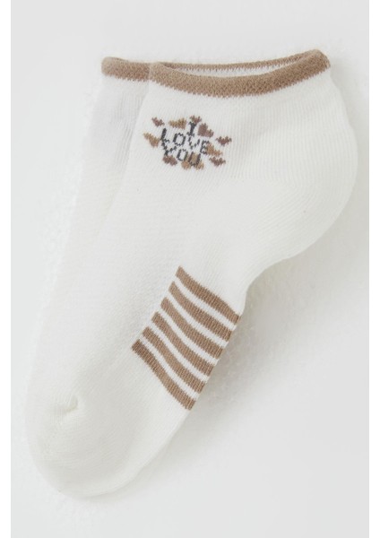 Kız Çocuk Patik Çorap Love Yazı Baskılı 3-8 Yaş, Ekru modelleri