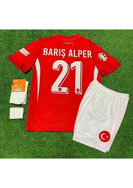 Türkiye EURO2024 Barış Alper Kırmızı Iç Saha Çocuk Forması 4'lü Set