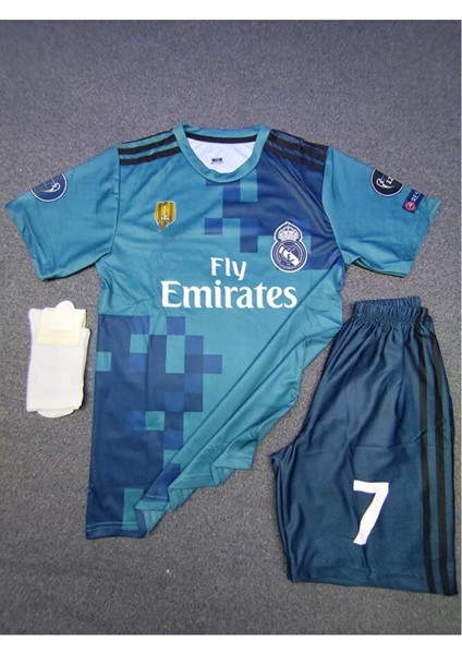 R.e.a.l'm.a.d.r.i.d' 2018 Cristiano Ronaldo Turkuaz Röveşata Çocuk Forması 3 Lü Set T-Shirt fiyatları